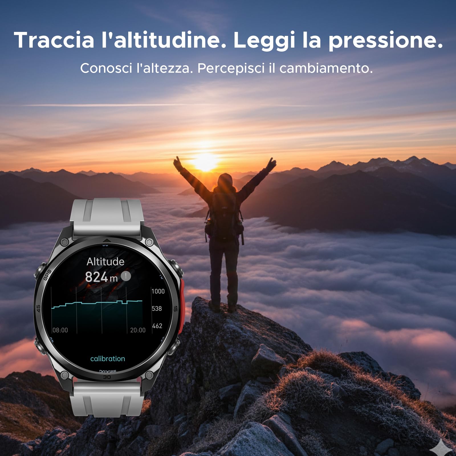 Anywise W1 Pro Orologi Smartwatch uomo,GPS Dual-Band & Mappe Offline, 5 ATM, 12 Giorni Autonomia, Display AMOLED HD 1,43", 170+ Modalità Sport,Chiamate Bluetooth,Compatibile con Android/iOS