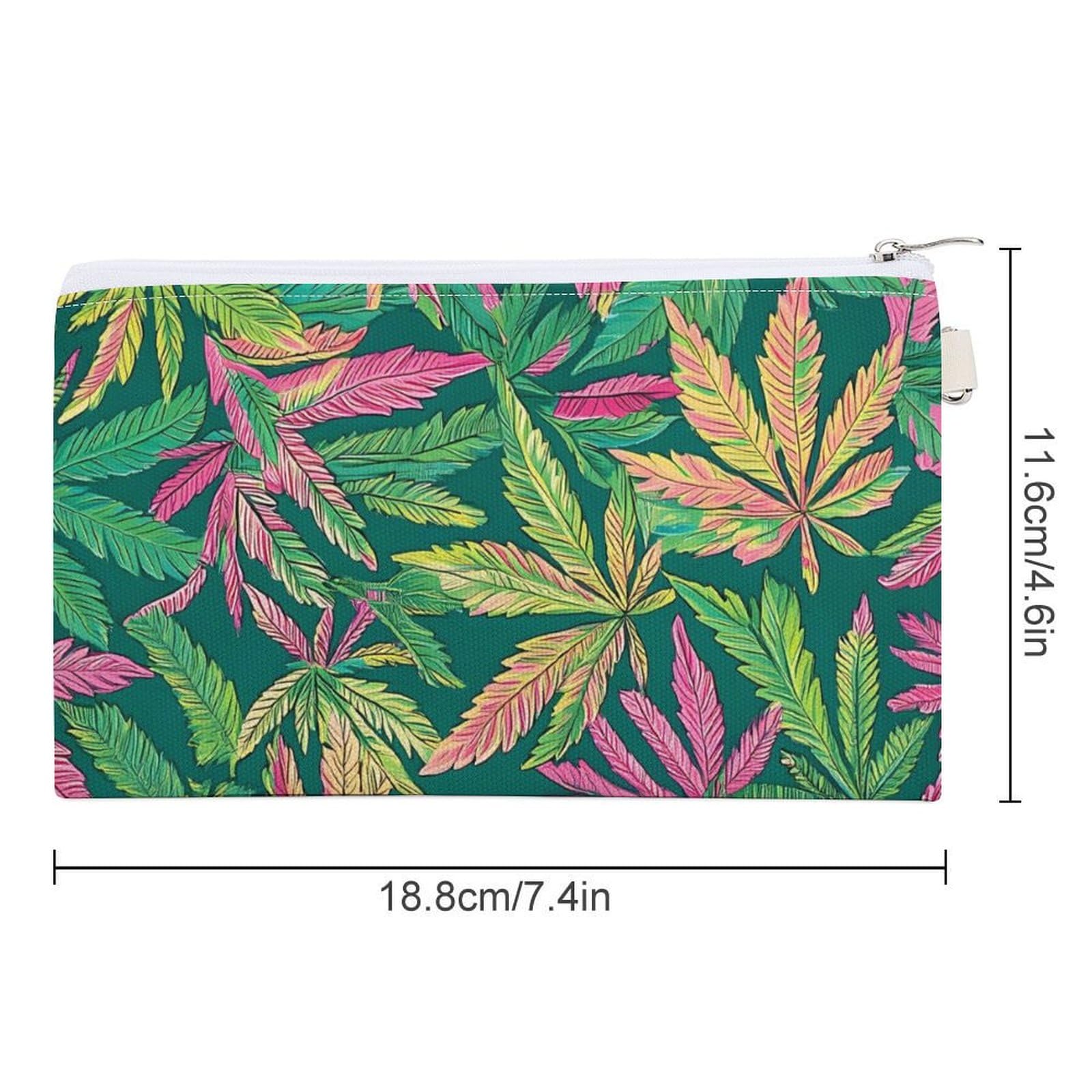Hawaii Weed Leaves Cute Coin Purse Travel Small Makeup Bag Pencil Pouch 7.4 × 4.6 Inch