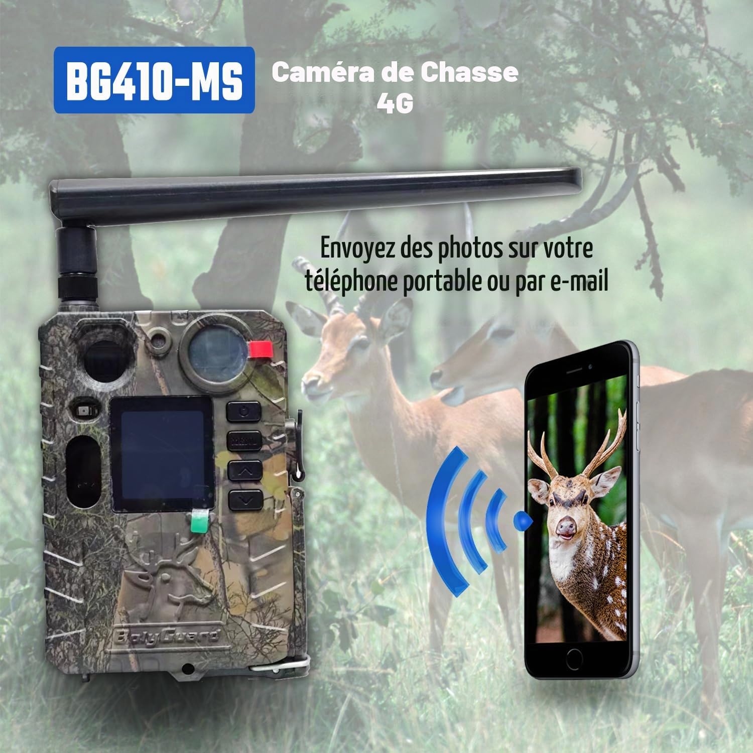 Bolyguard Camera Chasse 4G Caméra de Chasse GSM 37MP 4K HD Vision Nocturne 100ft piege Photo IP66 (SD Incluse 32 Go)