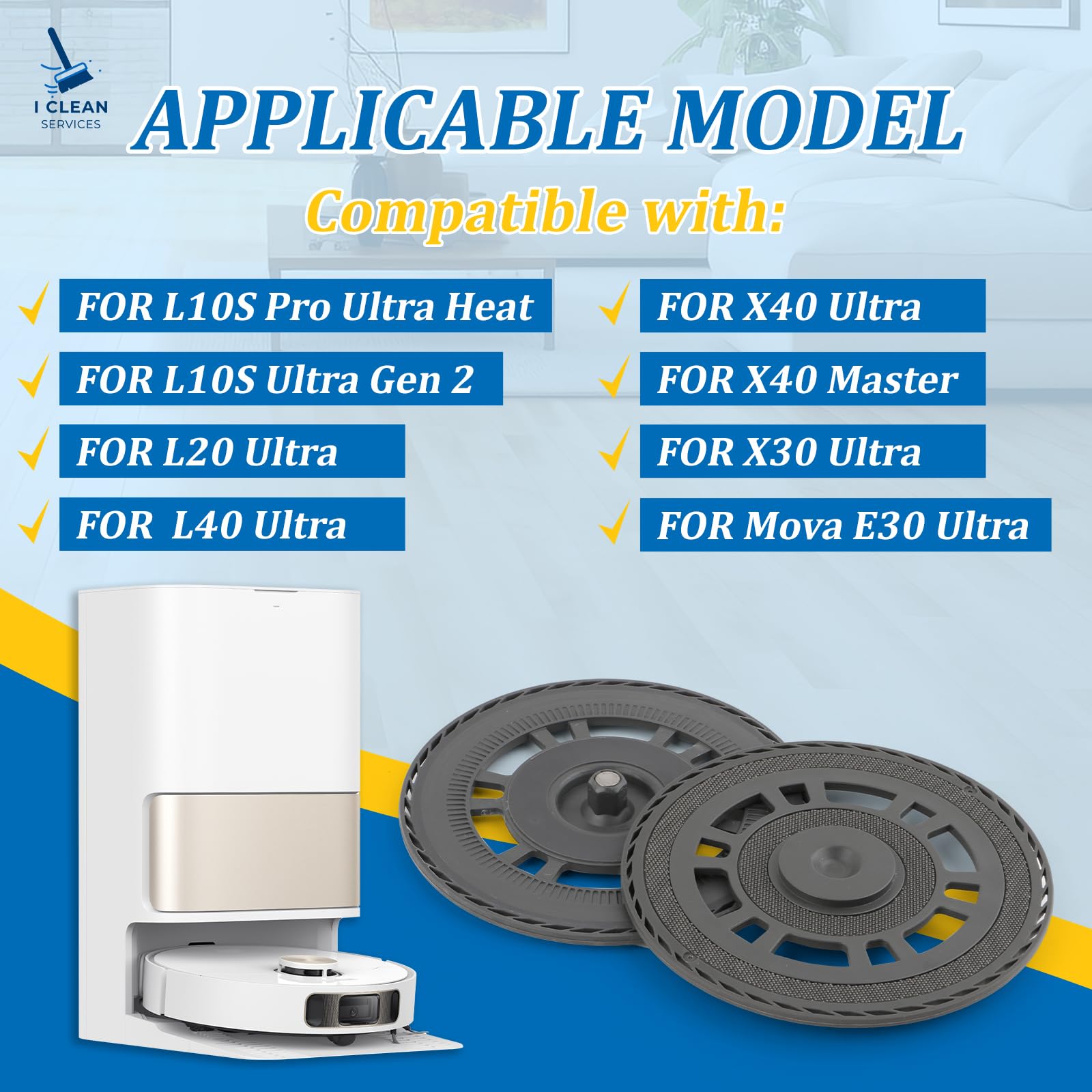 Soporte de Trapeador para Dreame L10S Pro Ultra Heat/L10S Ultra Gen 2 Lavable y Reutilizables Paños de Fregona para Dreame L20/L40/X40/X30/Mova E30 Ultra/X40 Master Robot Aspirador Accesorios xx