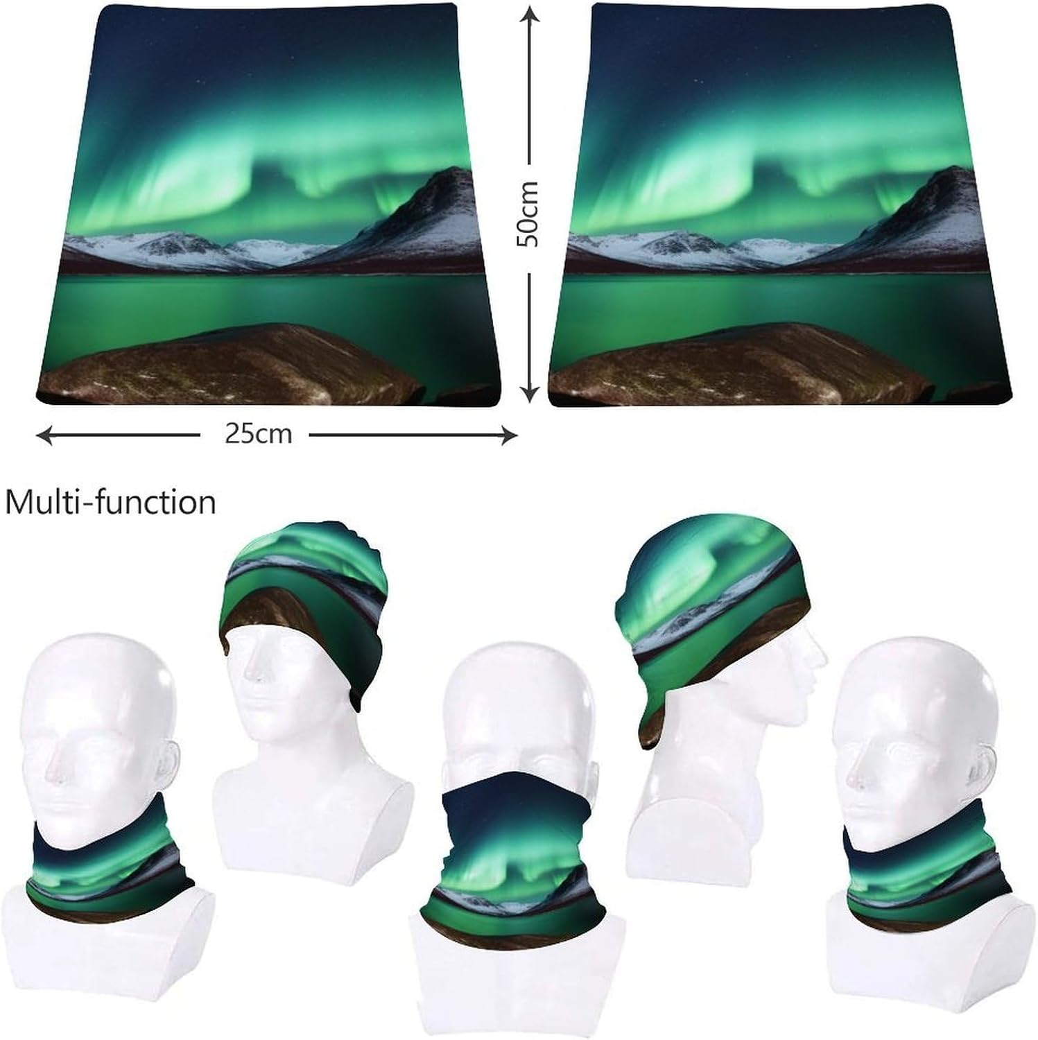 Sun UV Protection Neck Gaiter Upf 50+ Balaclava Ski Aurora Borealis Face Mask Summer Face Cover Scarf Breathable Bandana for Fishing Hunting Kayaking Hiking Cycling Outdoor Activities