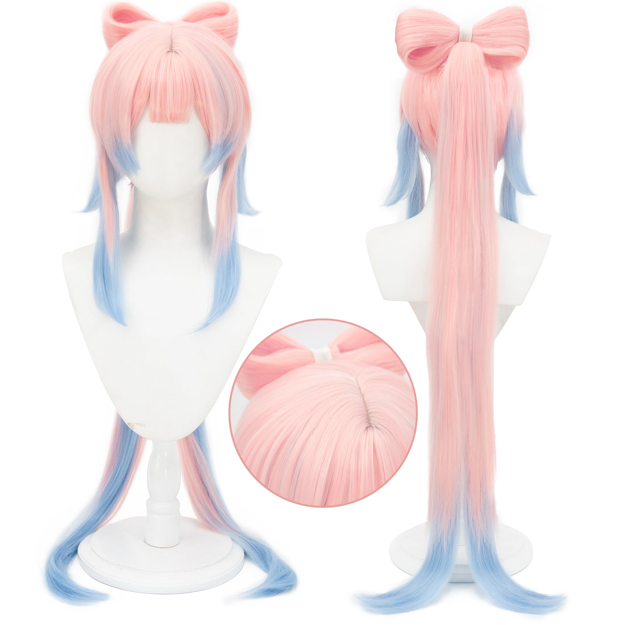 Orange Pink Mix Blue Long Straight Heat Resisitant Synthetic Costume Hair for Women Halloween Comic Con Cos Replacement Wigs