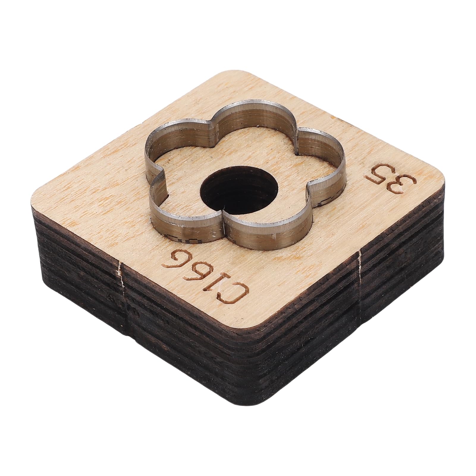 Fustella di Cuoio a Forma di Fiore, Stampo di Punzonatura in Legno Massello e Acciaio al Carbonio per Tagli Netti, con Design a Pressione Facile per (35mm)