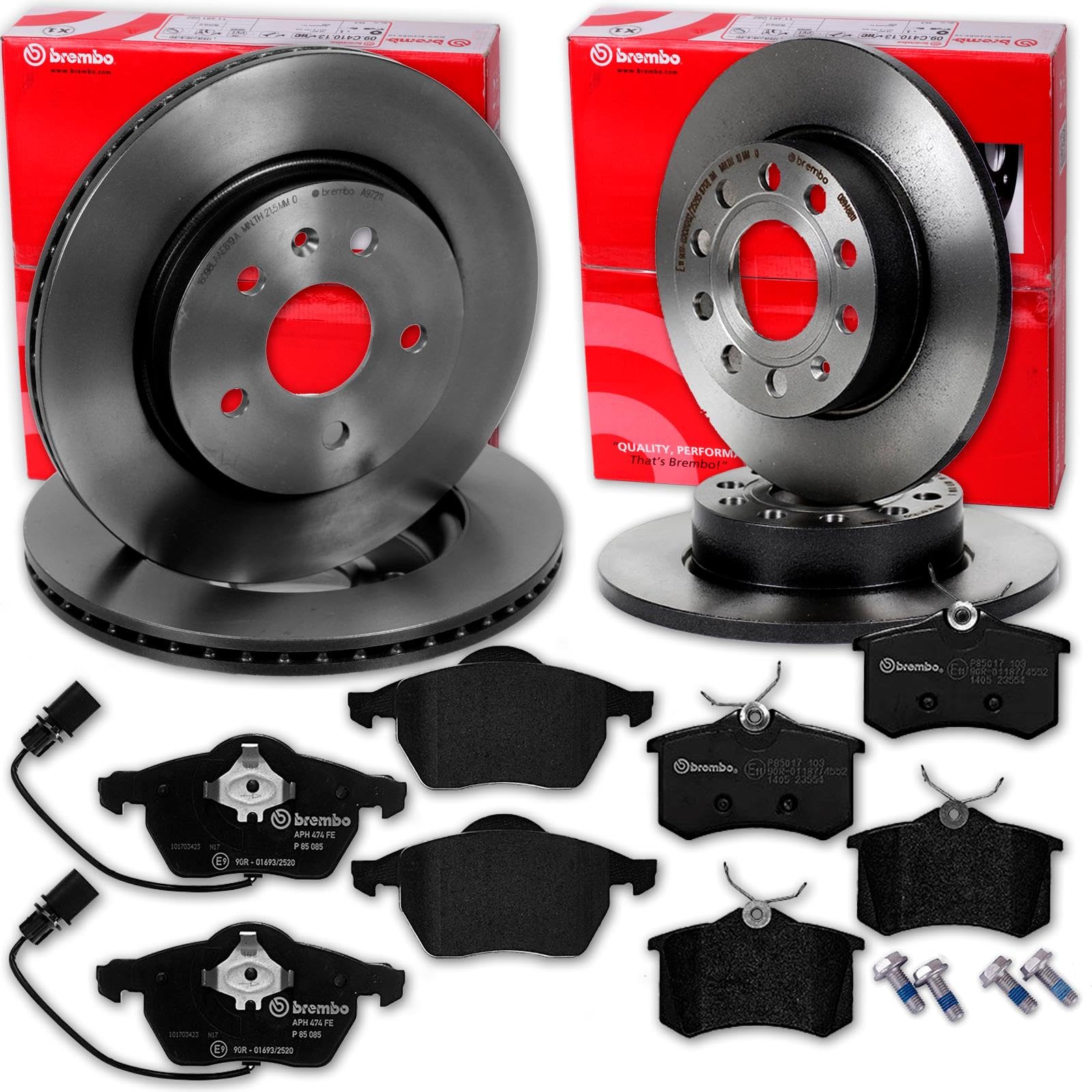 BandelOne enthält brembo Bremsscheiben + Beläge vorne + hinten für A4 8E B6 B7 + Exeo 3R