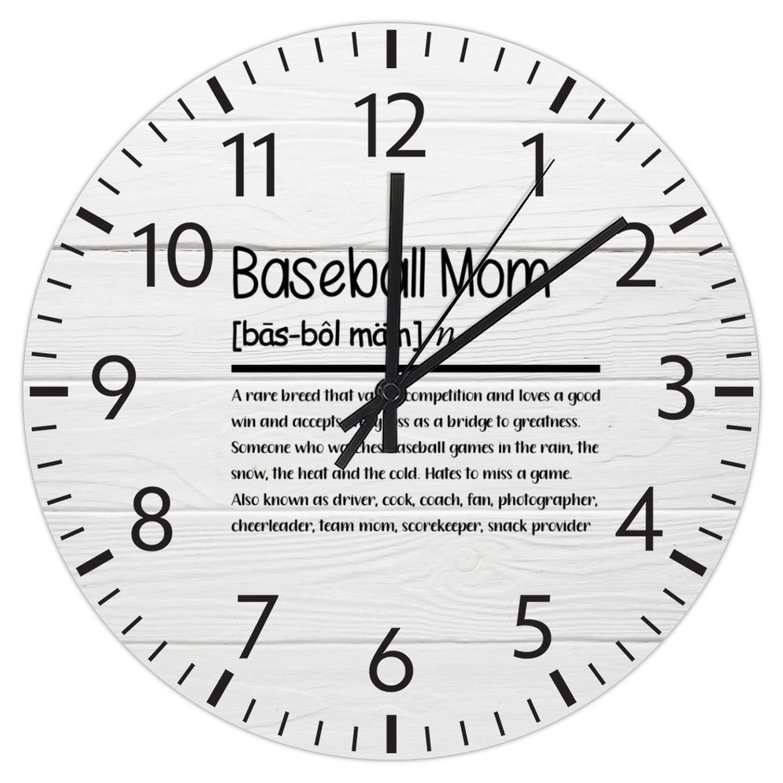 Horloge murale de baseball ronde en PVC de 30 cm silencieuse