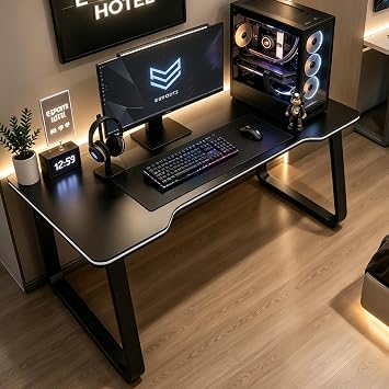 Modern Gaming Desk, PC Table Student Writing Desks, Modern Wood Desk for Computer, Gamer Table for Home, Office (Black, 80x50cm)