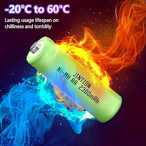 Miniatura 4 de JINTION Ni-MH Baterías recargables AA, baterías de alta capacidad de 2300 mAh, 1.2 V, NiMH, baja autodescarga, AA para luces solares al aire libre,