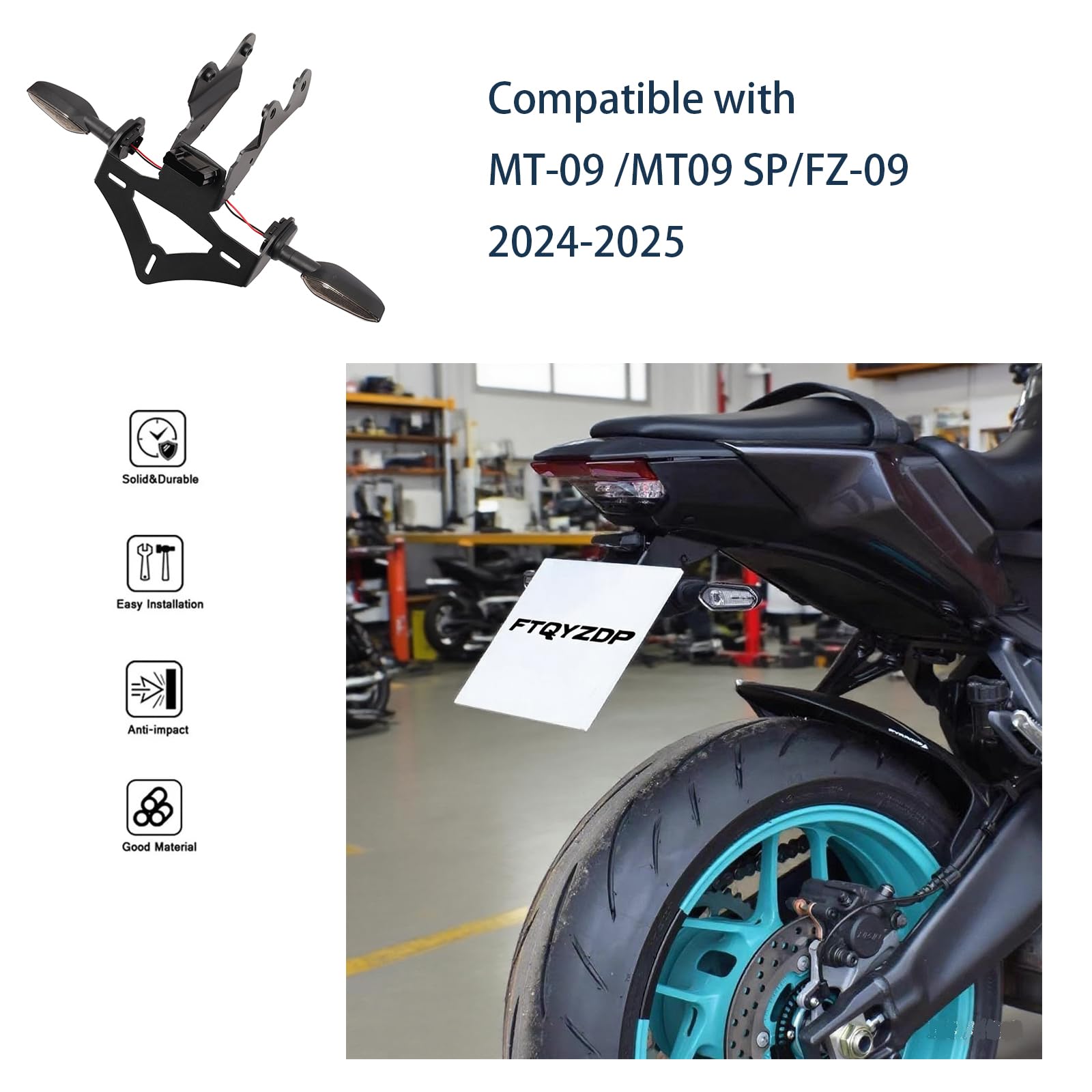 Yamaha MT-09 Tail Tidy Xitomer Kit For 2021-2023 MT-09 & MT-09 SP - Sleek License Plate Holder With LED Light, Fits OEM & Aftermarket Turn Signals Fender Eliminator - View #12