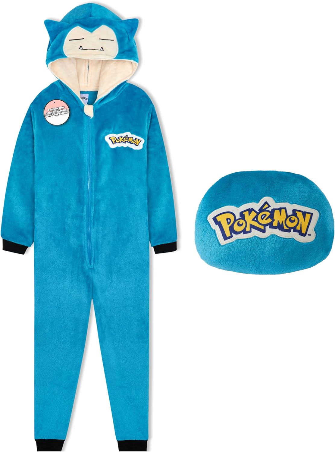 Pokemon One-Piece Pajamas for Boys Teens, Fleece Jumpsuit with Hood, Pikachu Snorlax Gengar Loungewear PJs, Gifts for Boys