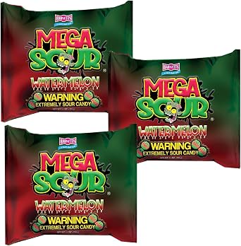 Bernet Mega Sour Candy Watermelon 3.7 oz x 3 - Bulk Pack of 3 - Barnetts Mega Sour Candy Watermelon Sour Candy Mega Sour Sour Candy Gift Favor British Treat