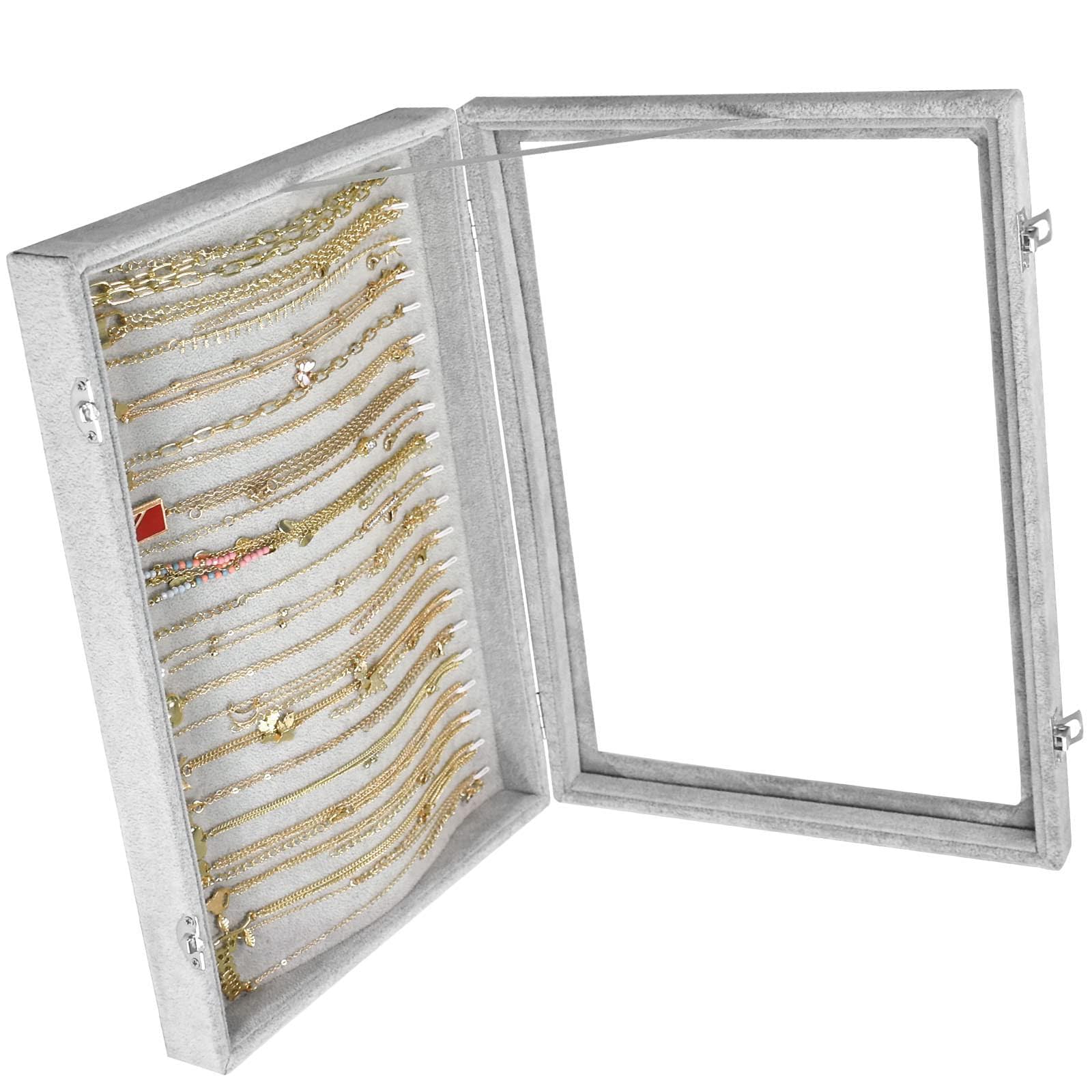 Geavonyg Multipurpose Velvets Surfaces Jewelry Holder for Necklaces Bracelets Earrings Nonslip Bottom Secure Portable Display