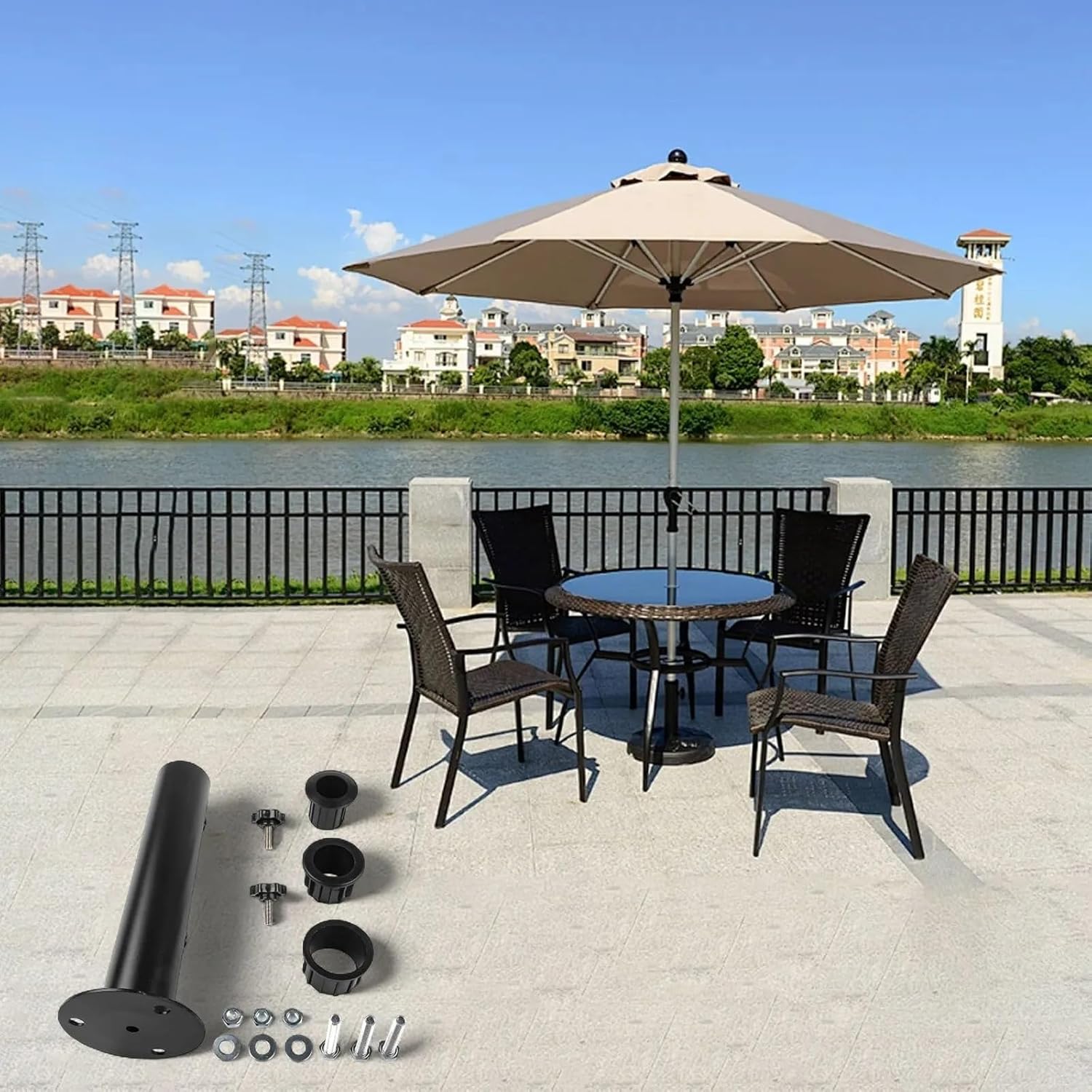 Adjustable Patio Umbrella Base Umbrella Holder Outdoor Umbrella Stand 11.8x4x4 Inches Adjustable Umbrella Mount(C)