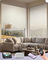 Vista 27 de Graywind Persianas motorizadas Shangrila más anchas compatibles con Alexa Google Control remoto recargable, filtro de luz inteligente, persianas