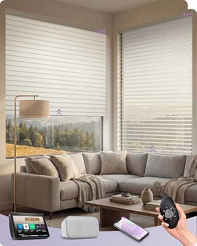 Graywind Persianas motorizadas Shangrila compatibles con Alexa Google Control remoto recargable inteligente filtrado de luz persianas eléctricas de