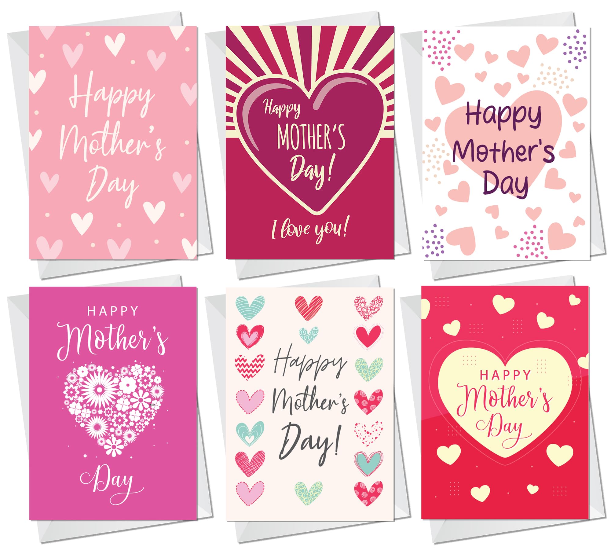 RED OCEAN Mothers Day Cards Pack Of 6, Mothers Day Card, Card For Mum, Card For Nan, Card For Nanny, Card For Nanna, Card For Nanny, Card For Step Mum, Card For Her, Mothers Day Greetings Cards