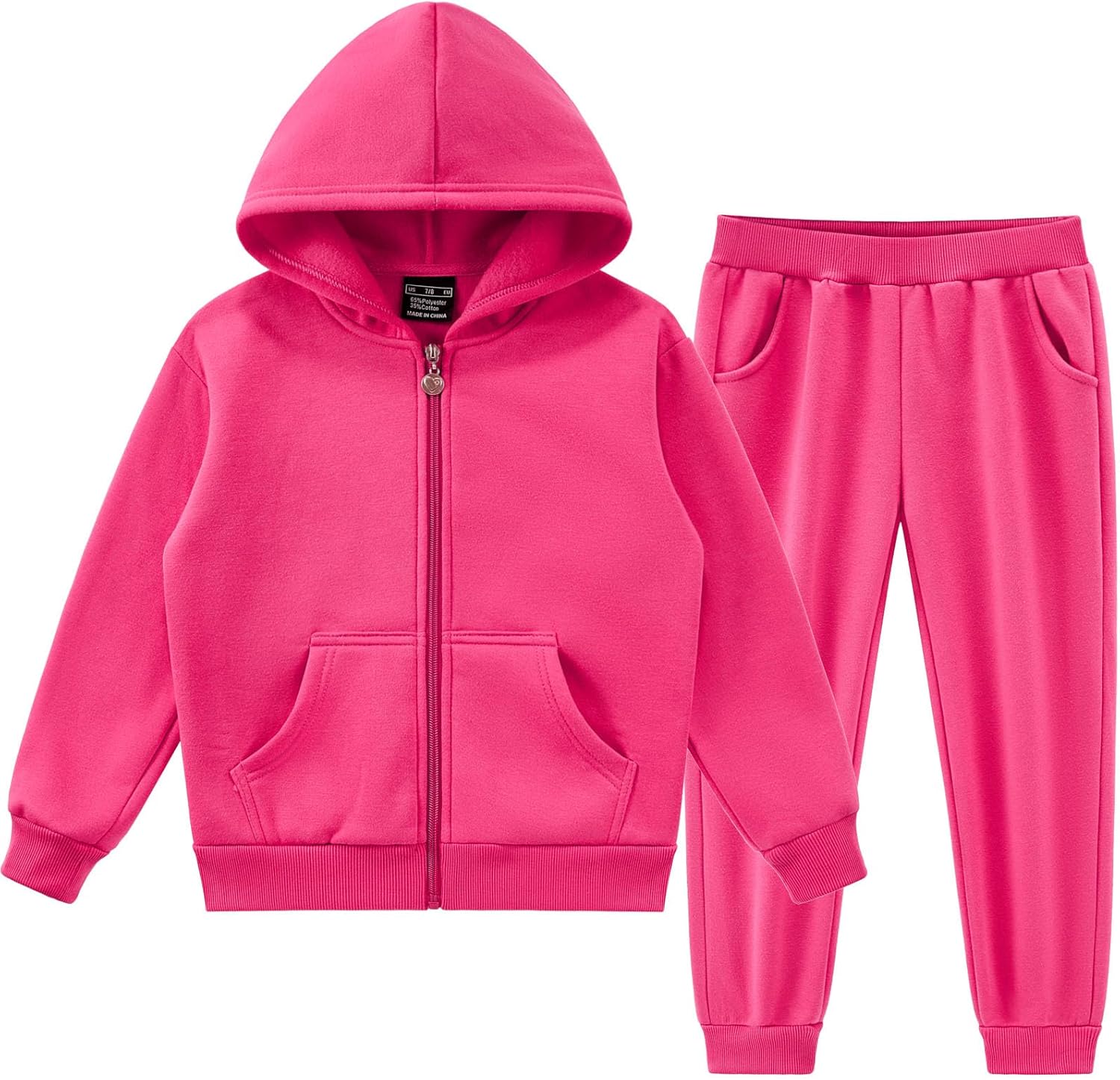 dioxoib Girls 2 Pieces Tracksuits Outfits Soft Fleece Athletic Full-zip Hoodies and Sweatpants Athletic Clothing Sets