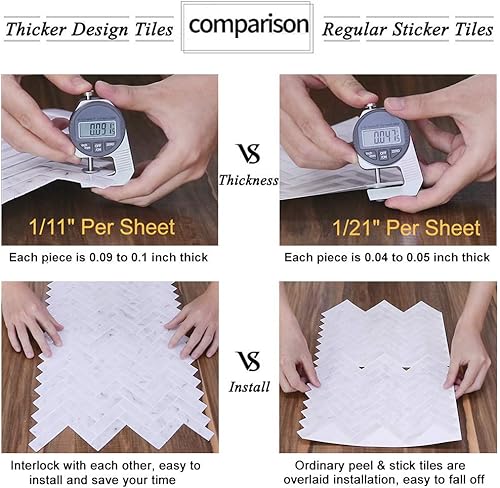 Miniatura 5 de STICKGOO - Azulejos adhesivos, estilo metro, para loseta en muro de cocina y baño, diseño más grueso, color azul oscuro (10 unidades)