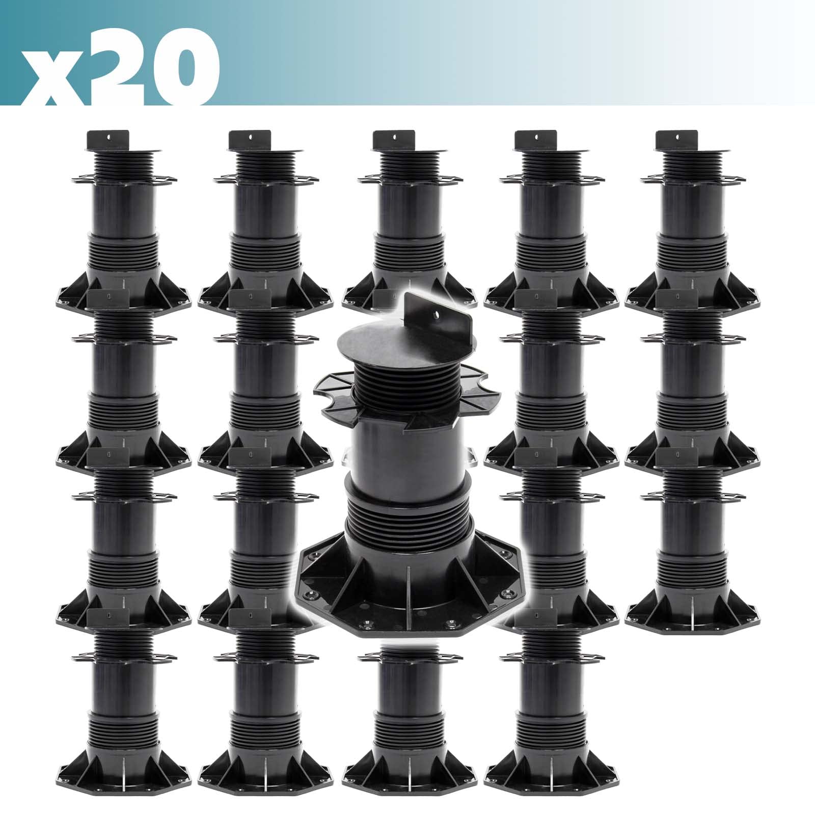 XPOtool Set 20 supporti per pavimenti galleggianti Altezza regolabile 140-210mm Max 2700 kg Piedini per decking