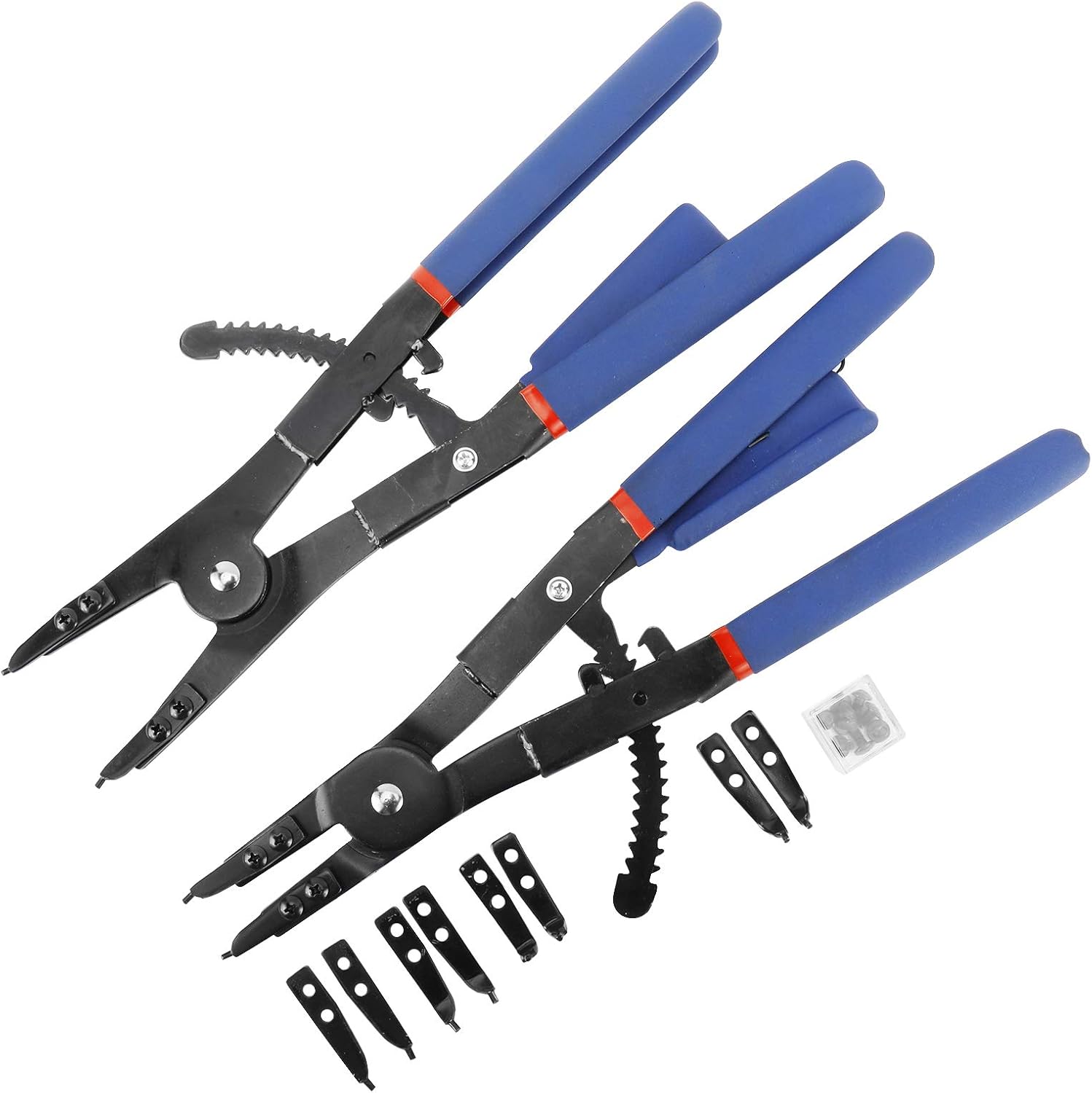 2 Pcs 16" Snap Ring External and Internal Pliers Set,Circlip Pliers with Straight and Angled Jaws (Straight, 45°, 90° Tips) Heavy Duty