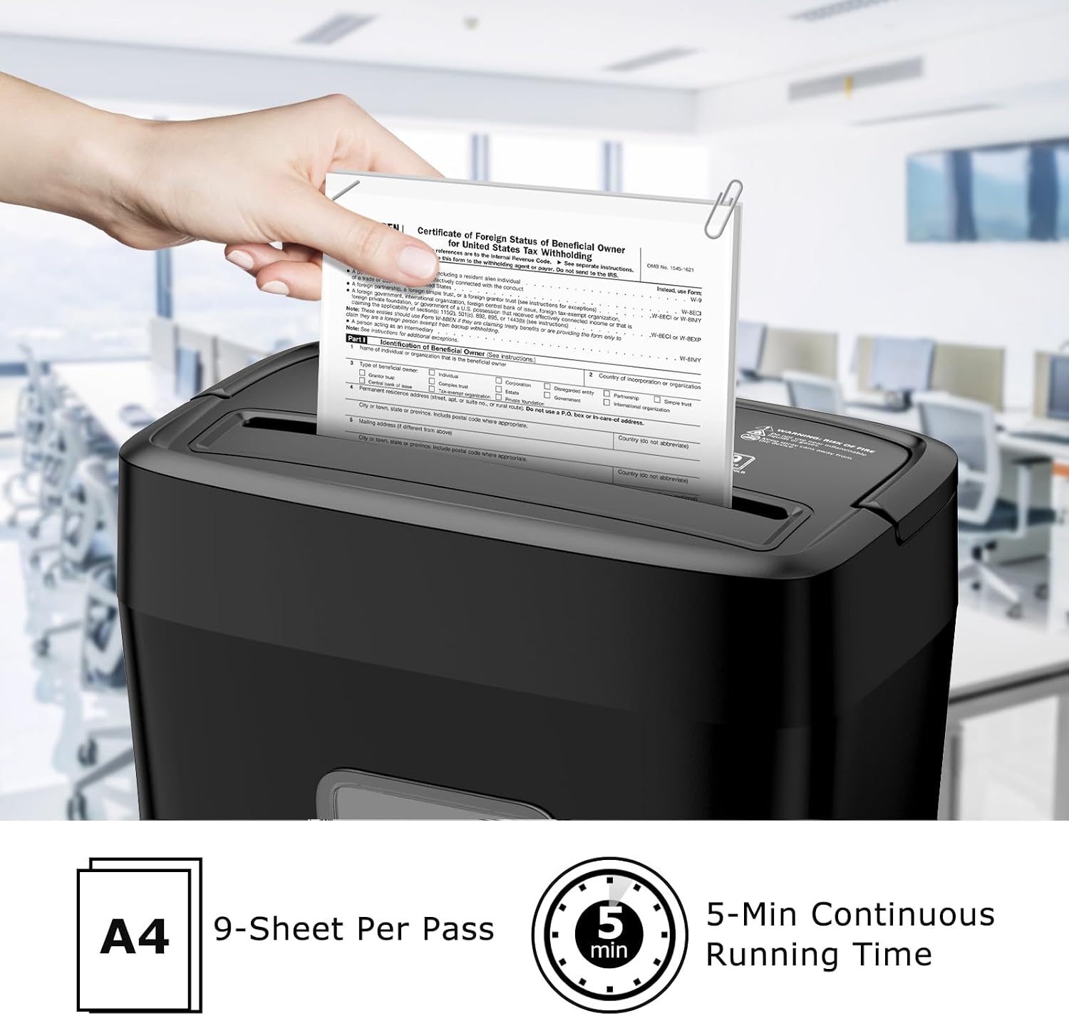 Trituradora de Papel Bonsaii 9 Hojas Corte Cruzado P-4 para Casa Oficina y Tarjetas 4