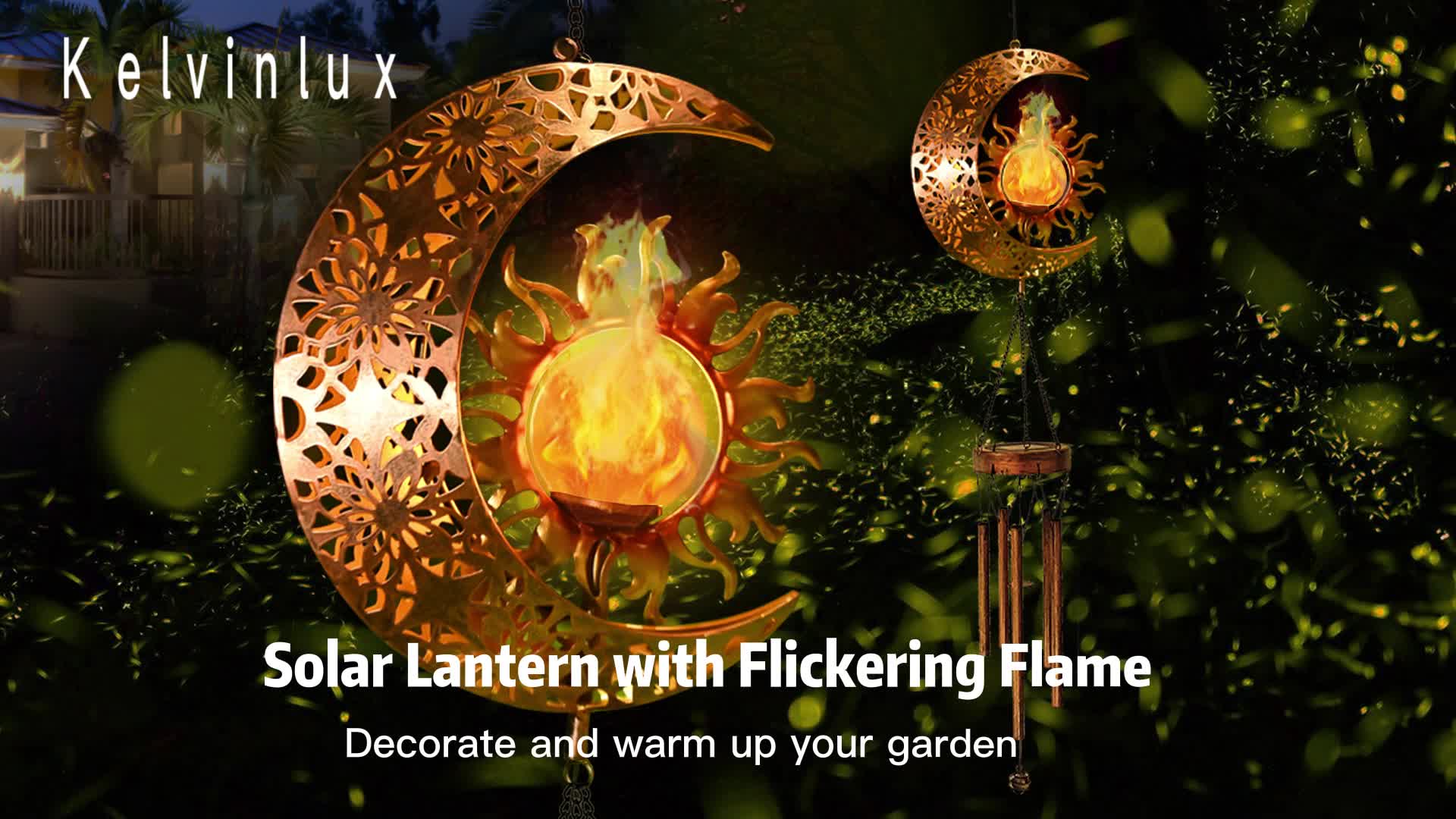 chamcham♪ Amazon.com : Kelvinlux Solar Sun Moon Wind Chimes Outdoor