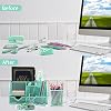 12 in 1 Teal Green Desk Organizer Set - Green Office Accessories Include Stapler, Pen Holder, Tape Holder, Scissors, Ruler, Staple Remover for Home & School