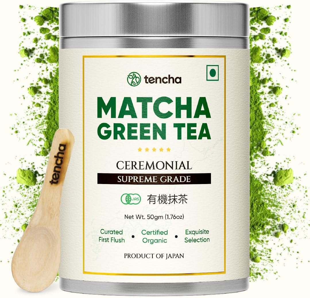 Ceremonial Supreme Grade Matcha Tea | JAS Certified Organic | 100% Pure Supreme Grade | Japanese Matcha Green Tea Powder | Smooth and Sweet Flavour | Vegan | 50gms