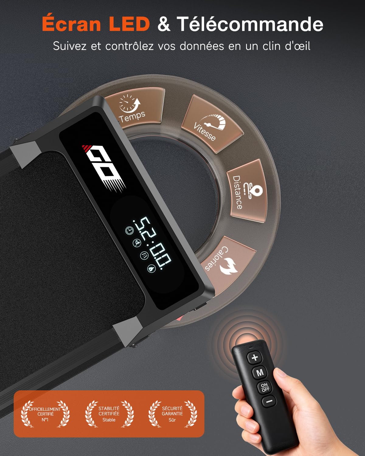 Tapis de Course et de Marche 3 en 1 avec Pente 9%, Tapis Roulant Pliable 1-10 km/h, Walking Pad Électrique, Moteur sans Balais Silencieux 3,0 HP, 140 kg Max, Écran LED, Amorti