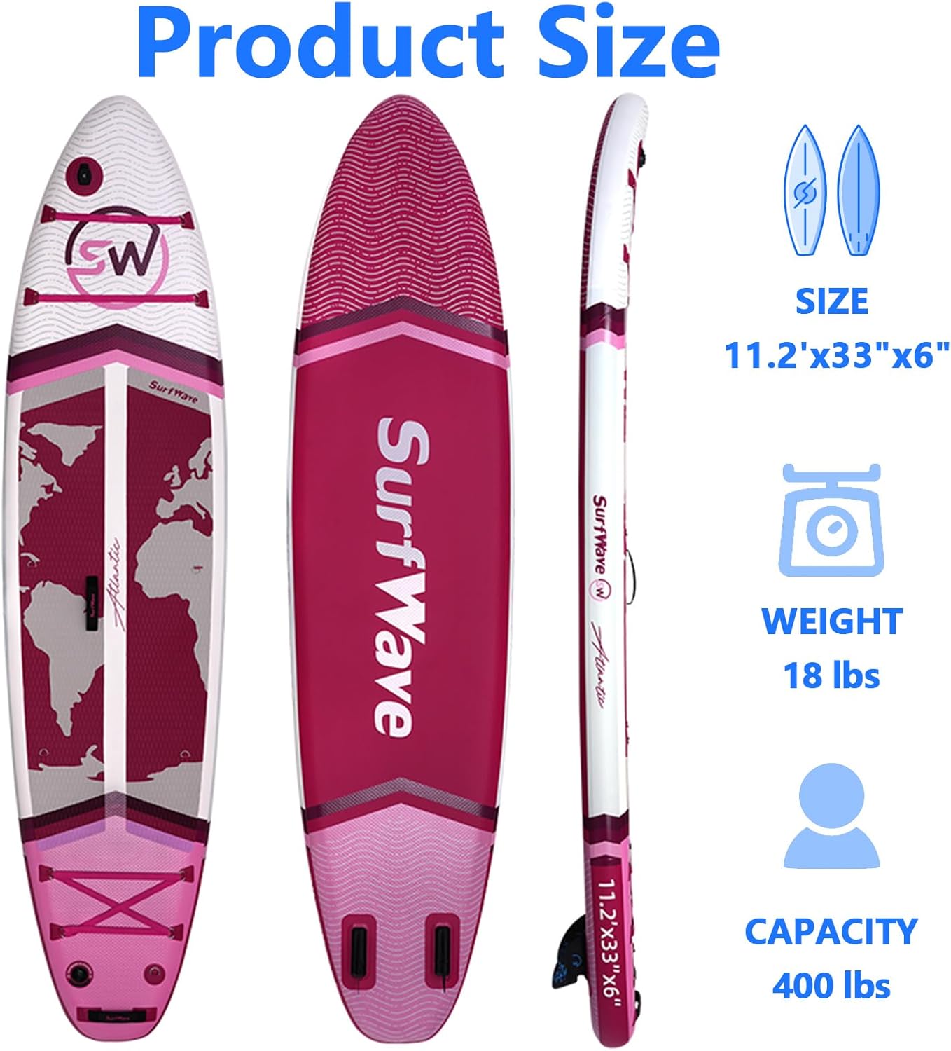 Extra Wide Inflatable Paddle Board,2-in-1 Adjustable Paddle Board for Adults,Stand Up Stable Inflatable SUP,Removable Fin, Ankle Leash, Phone Case & Waterproof Bag,Hand PUM,Wrench (Red)