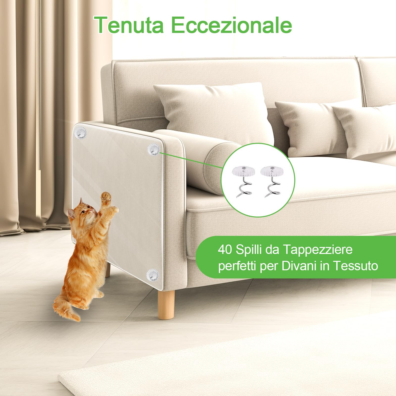 Dictien 40X500CM Protezione Divano Graffi Gatto, Antigraffio Gatto Divano, Protezione Porta Graffi Cane da Esterno, Pellicola Antigraffio, Datto per Mobili, Porte, Pareti, Tappeti, Banconi
