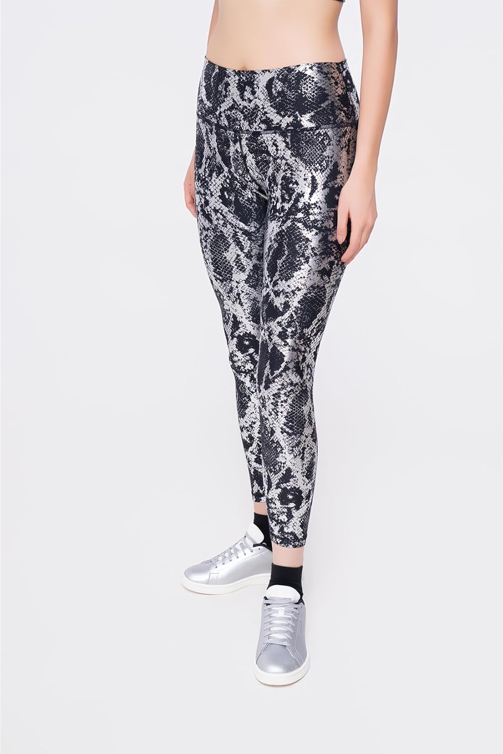 Women’s High-Waist Metallic Leggings, Seamless Compression Yoga Pants with Tummy Control, Squat-Proof