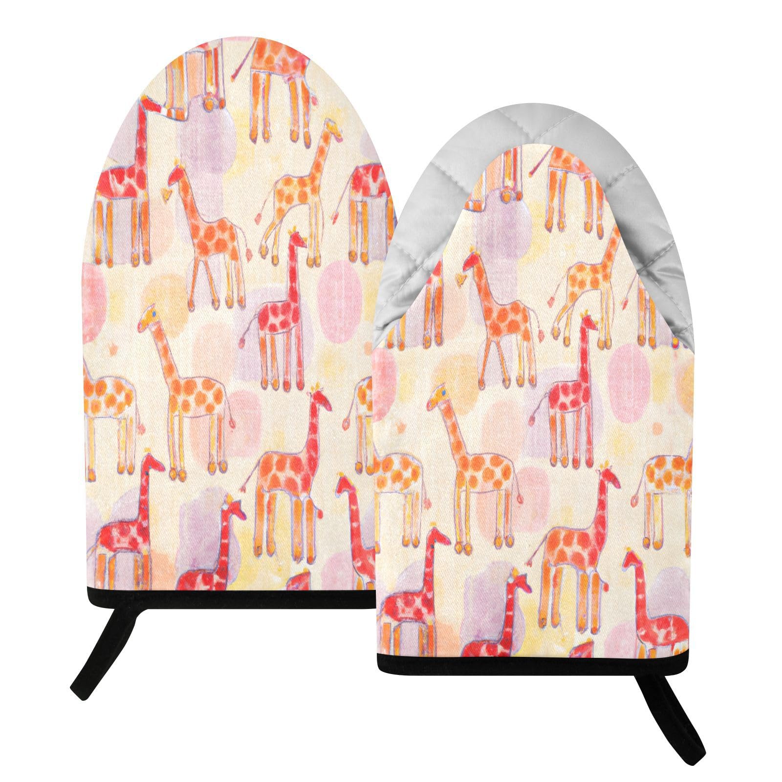 BURSTDDY Giraffes Oven Mitt,Heat Resistant Kitchen Mitts for Cooking