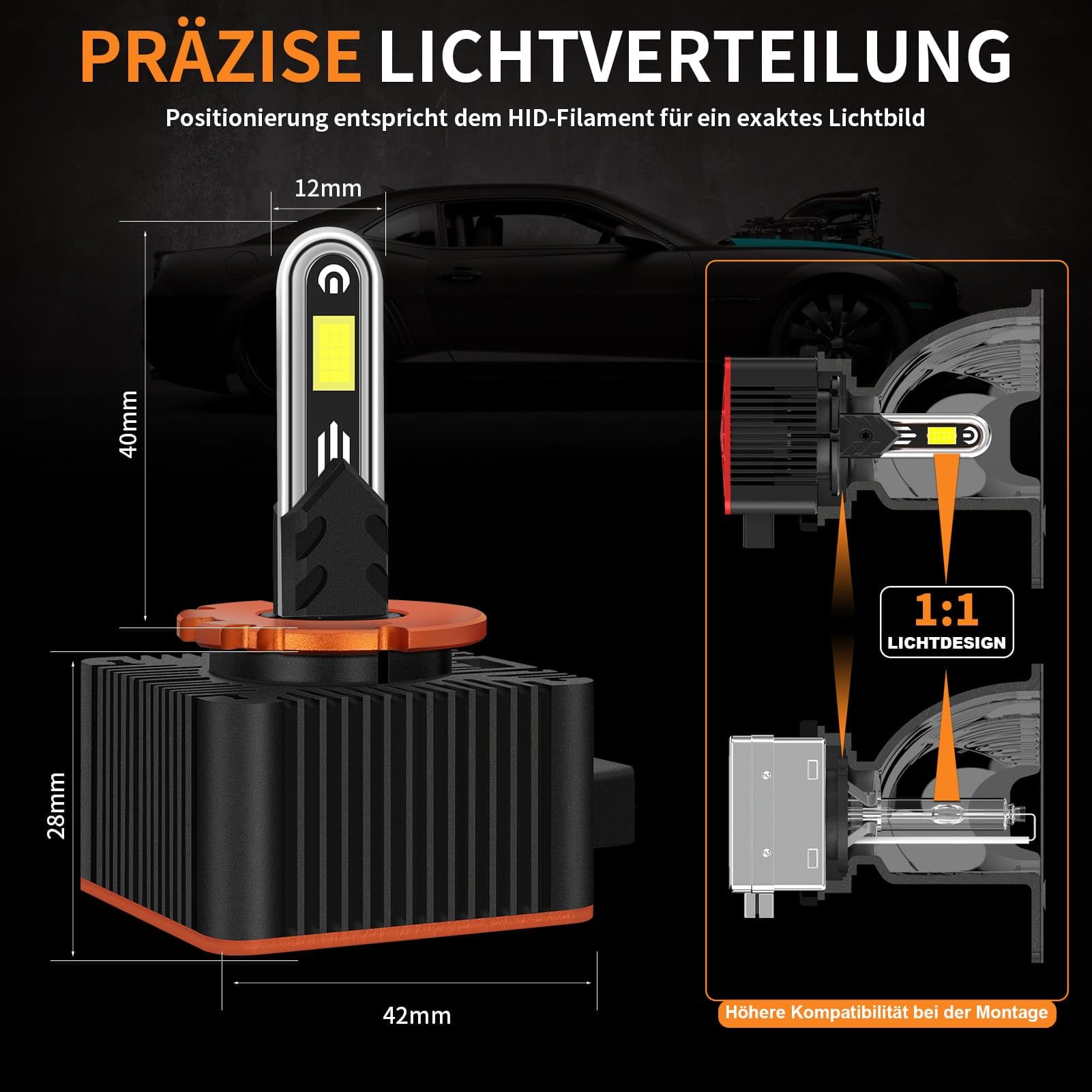 D1S Xenon Brenner – Extra Hell 6000K Weiß mit KI-Chip Technologie & Zulassung – 12V 60W D1S Xenon Scheinwerfer als OEM-Ersatz für Abblendlicht & Fernlicht
