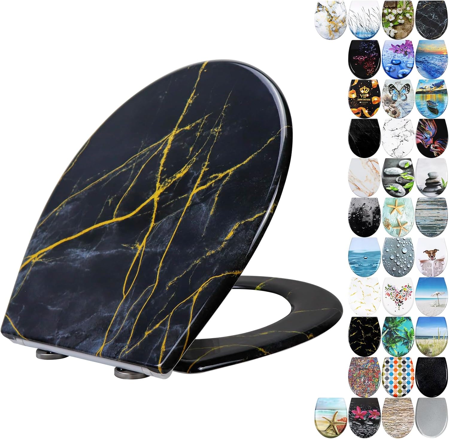 Fanmitrk Duroplast Toilet Seat Soft Close Black Color,Quick Release