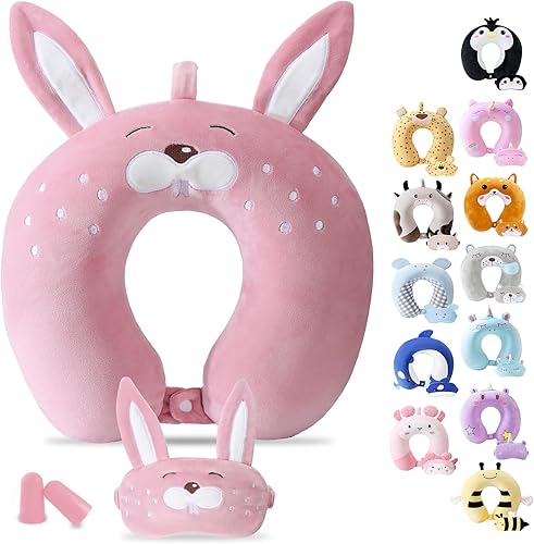 Vista 77 de Almohada de viaje para niños y adultos, bonita almohada para el cuello para viajar, almohada de espuma viscoelástica para avión, almohada para Azul