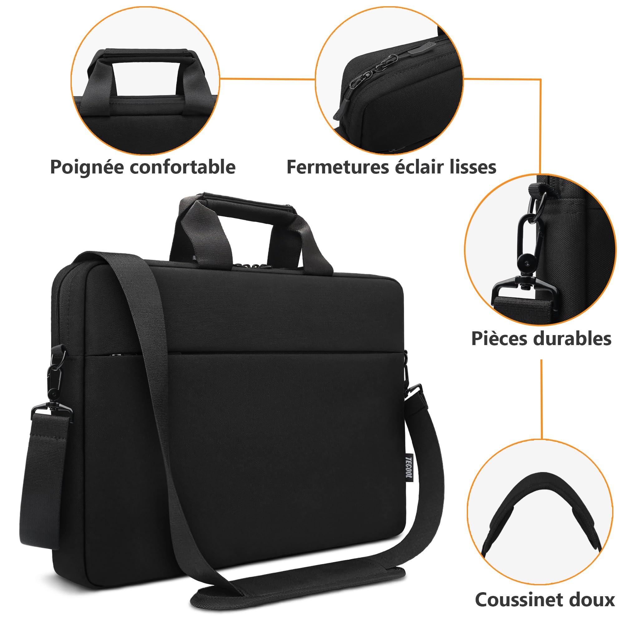 TECOOL Sacoche Ordinateur Portable 17,3 Pouces Imperméable Housse pour Lenovo Acer ASUS Dell HP Samsung Laptop Noir