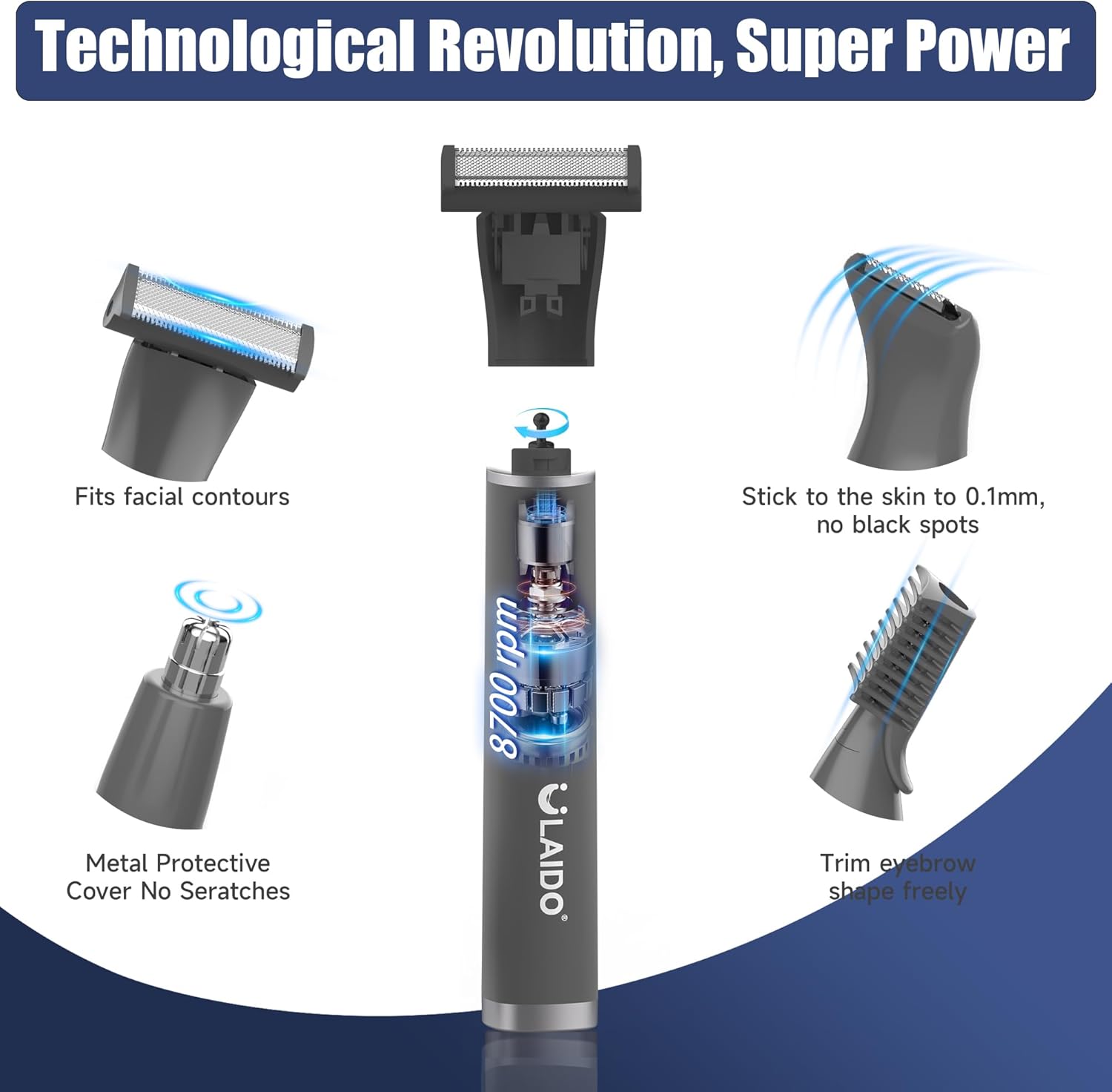 Body Hair Trimmer for Men, 4 in 1 Versatile Trimmer Shavers for Nose Ear Eyebrow Body Hair Trimming, USB-C Fast Charge Electric Pubic Hair Trimmer for Smooth Shaving with Storage Bag