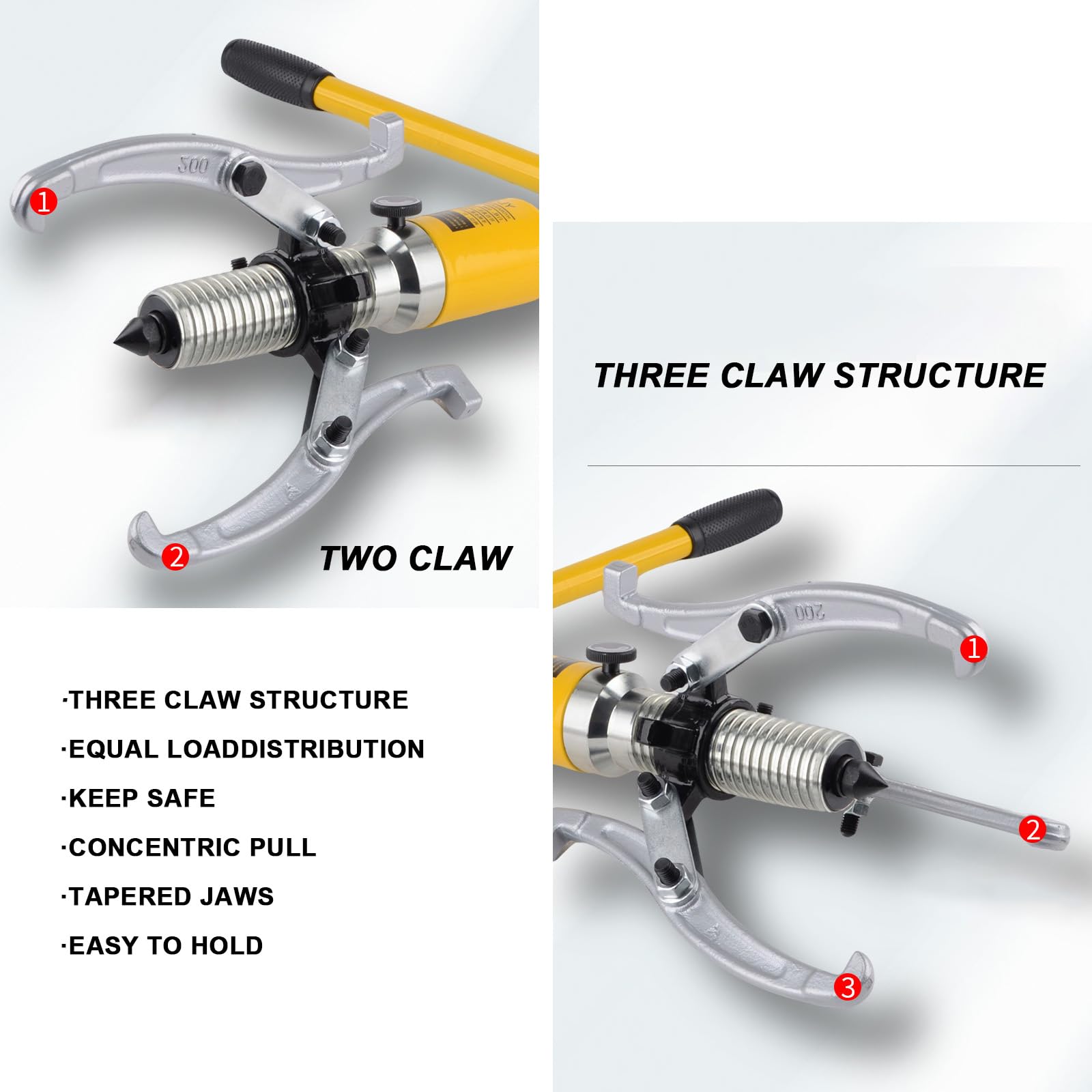 Extractor Hidráulico De Engranajes De 10 Toneladas, Separador De Rodamientos De Rueda, Máquina De Extracción De Tubos De Aceite con Bomba 3 En 1 con Mordaza De 2/3, Carrera 10T