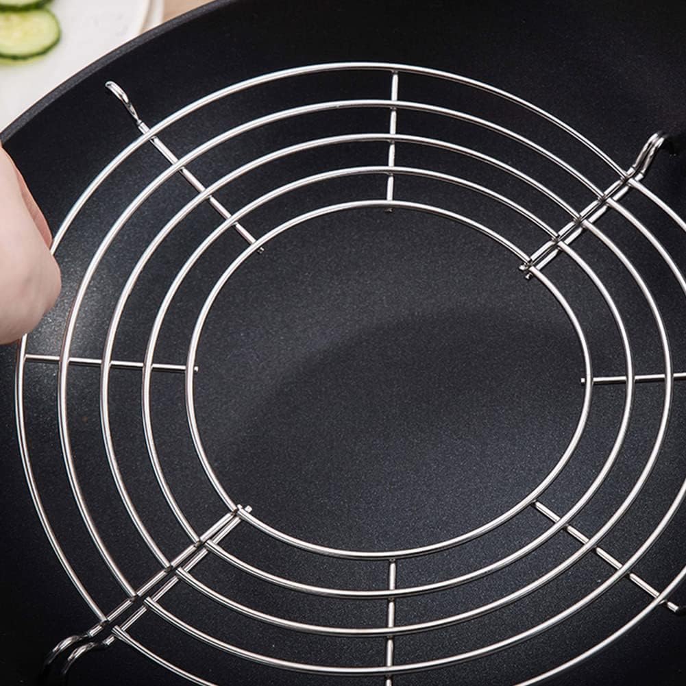 Mumusuki Oil Drain Rack, Stainless Steel Semi Circular Oil Strainer Shelf for Frying Pan Multi Function Steam Rack Food Cooling Rack for Fried Food(L 16 * 33.5cm/6.3 * 13.2in)