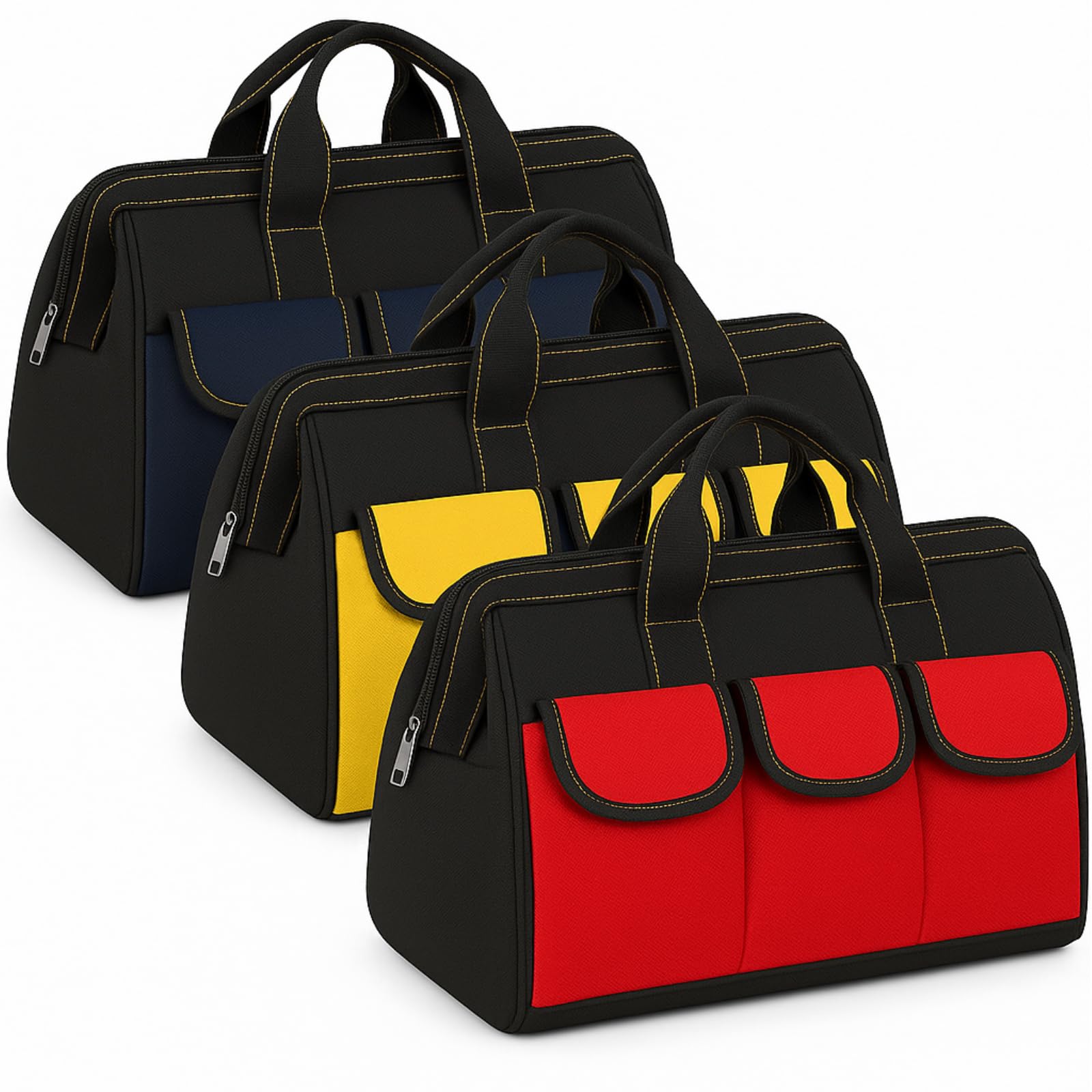 Sanwuta Tool Bags - 3 Pack, Blue, Red, Yellow -12 Sanwuta Tool Bags - 3 Pack, Blue, Red, Yellow -12