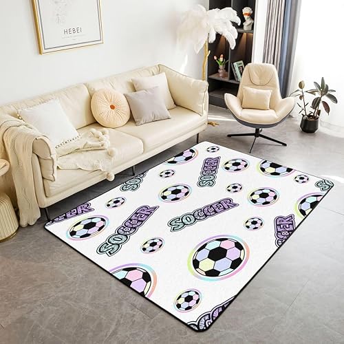 Miniatura 8 de Alfombra de béisbol para niños, 5 x 7, temática deportiva, para sala de estar, decoración de habitación de niños y niñas, decoración de juegos de