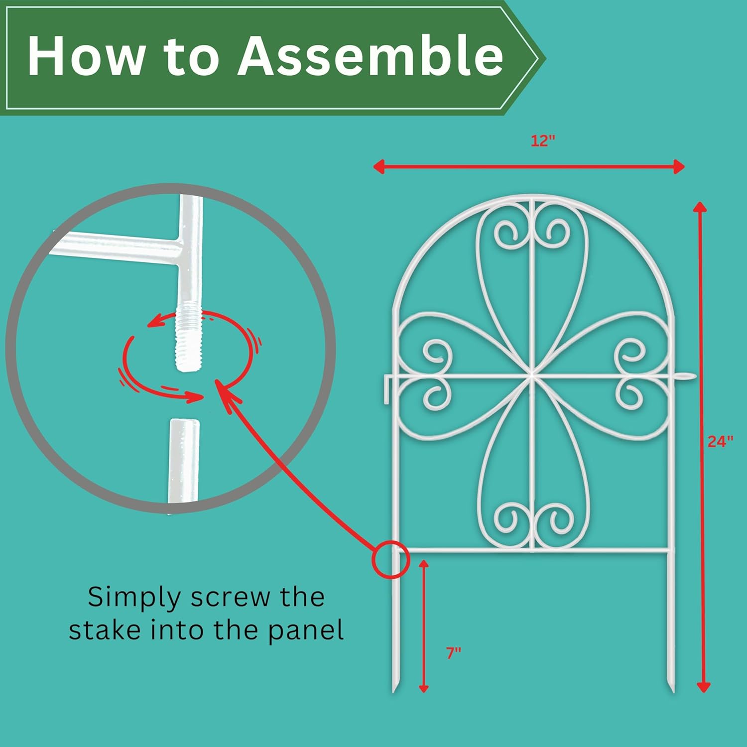 ShopLaLa Garden Fence Animal Barrier (10 Panels) 12in(L) x 24in(H) Rustproof Decorative Heart White Metal Wire Fencing Flower Bed Edging for Landscape Patio Yard Outdoor Decor, Dog Fences Border Panel