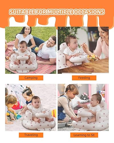 Miniatura 35 de Asiento inflable para bebés de 3 a 36 meses, silla de bebé con bomba de aire integrada, asiento de piso para bebé, asiento Bumbo para aprender a