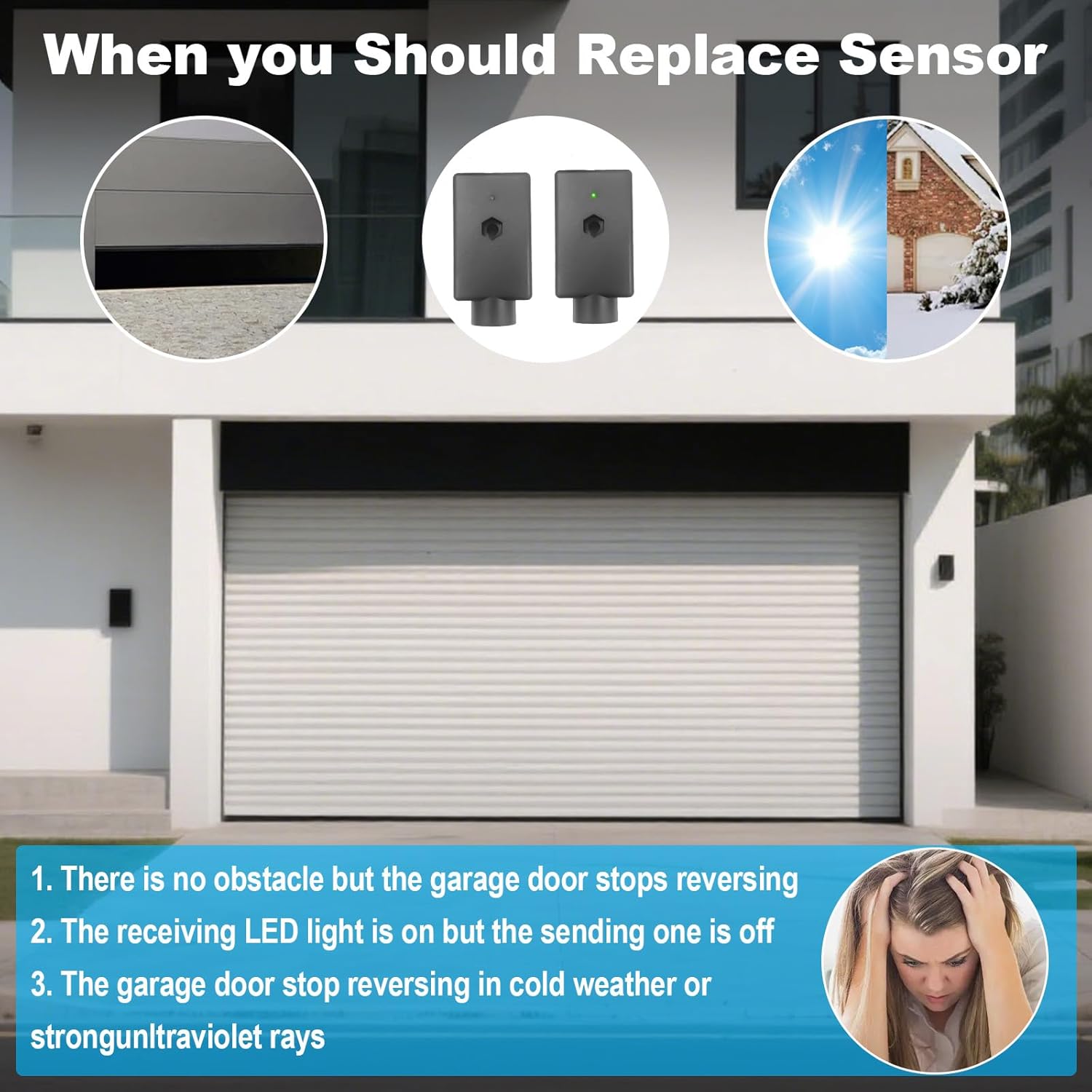 Lift Master 41A4373A Garage Door Safety Sensor Replacement for Lift Master Chamberlain Garage Door Opener, Safety Sensors Beam Eyes (Plastic Sensor + Metal kit)