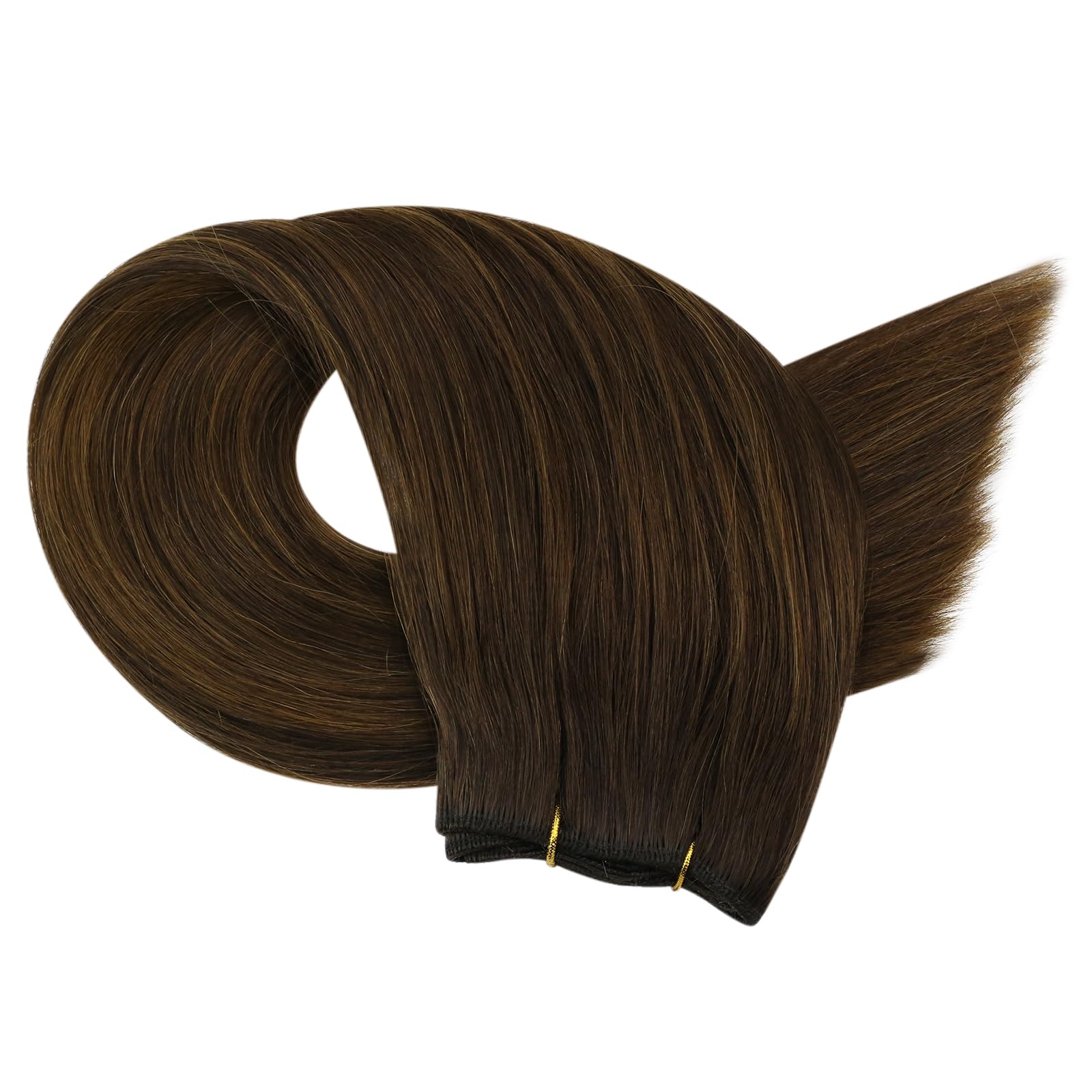 Sew in Hair Extensions Real Human Hair Brown Ombre Weft Hair Extensions