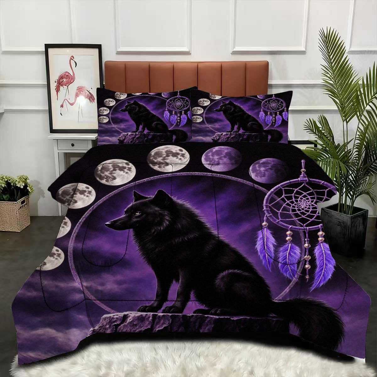 Couette loup 220 x 240 cm sans housse parure de lit adulte double face