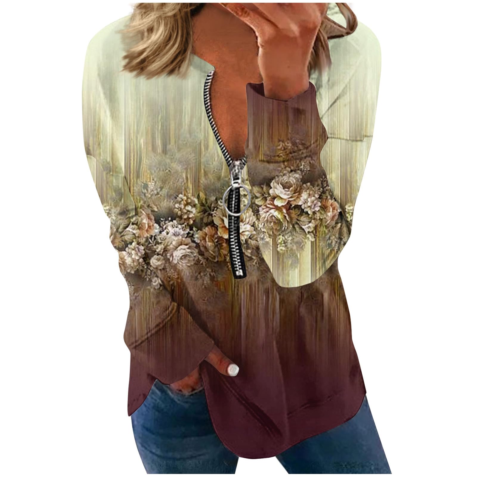 Sweatshirts for Women Half Zip Pullover Long Sleeve Oversized Sweatshirt Teen Girls Clothes Trendy Fall Outfit 2023