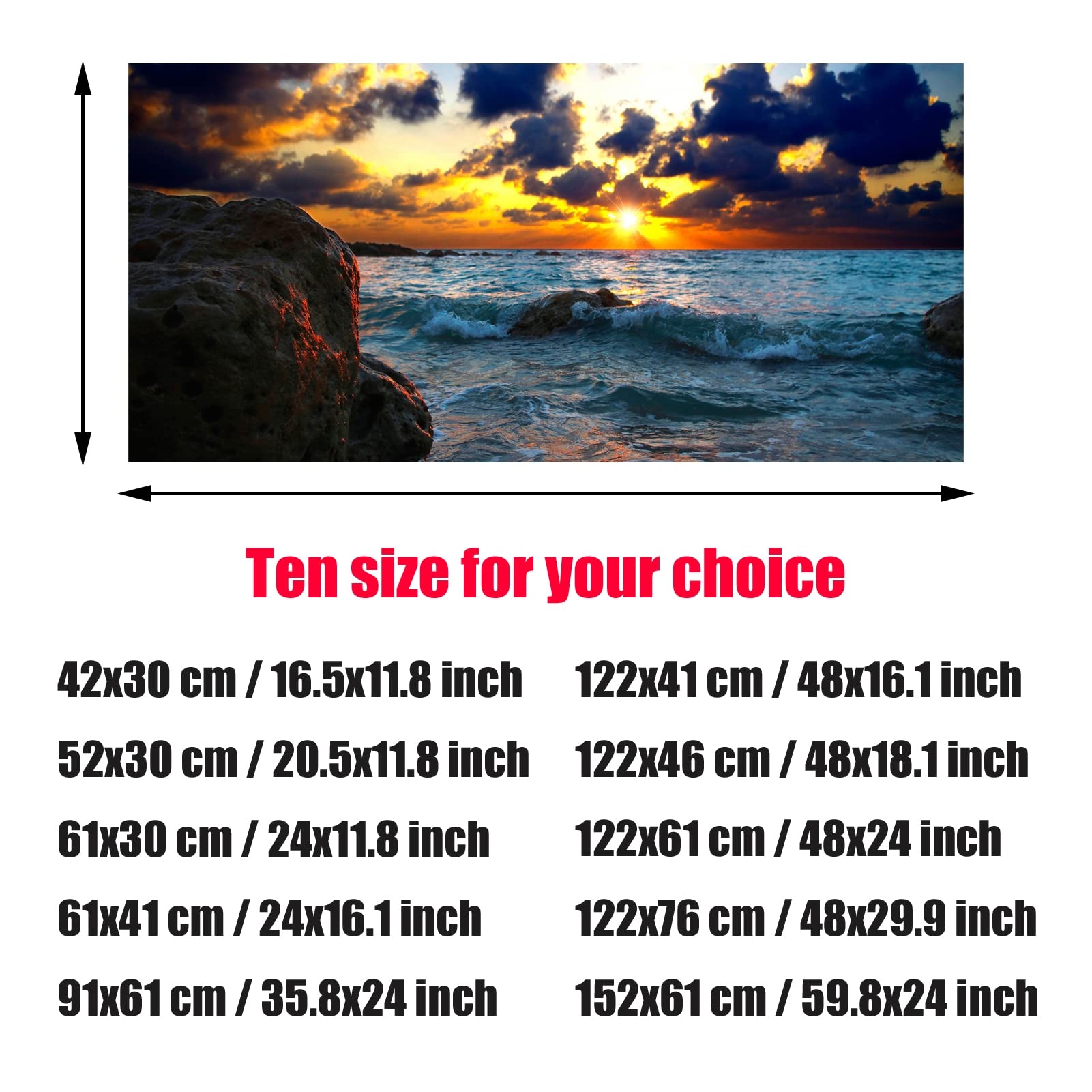NIMOSA Autocollant de fond pour aquarium - Poster sous-marin en PVC autocollant - Océan coucher de soleil - Papier peint décoratif pour aquarium - Images de fond sous-marin - Image décorative, 122 x