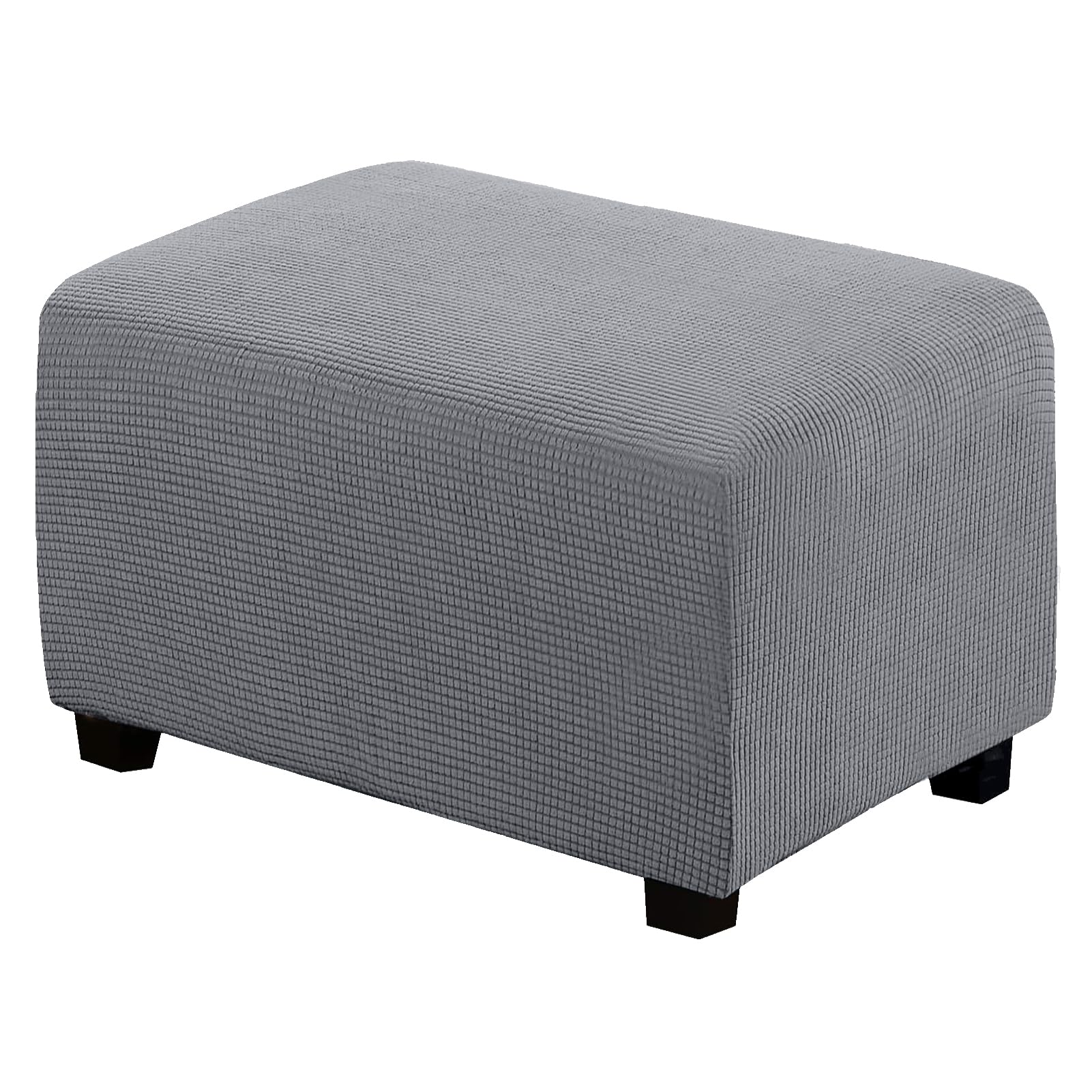 BXFUL Ottoman Slipcovers,Stretch Rectangle Footstool Protector Foldable Soft Non Slip Footrest Covers with Elastic Bottom Furniture Protector, Washable (X-Large,Light Gray)