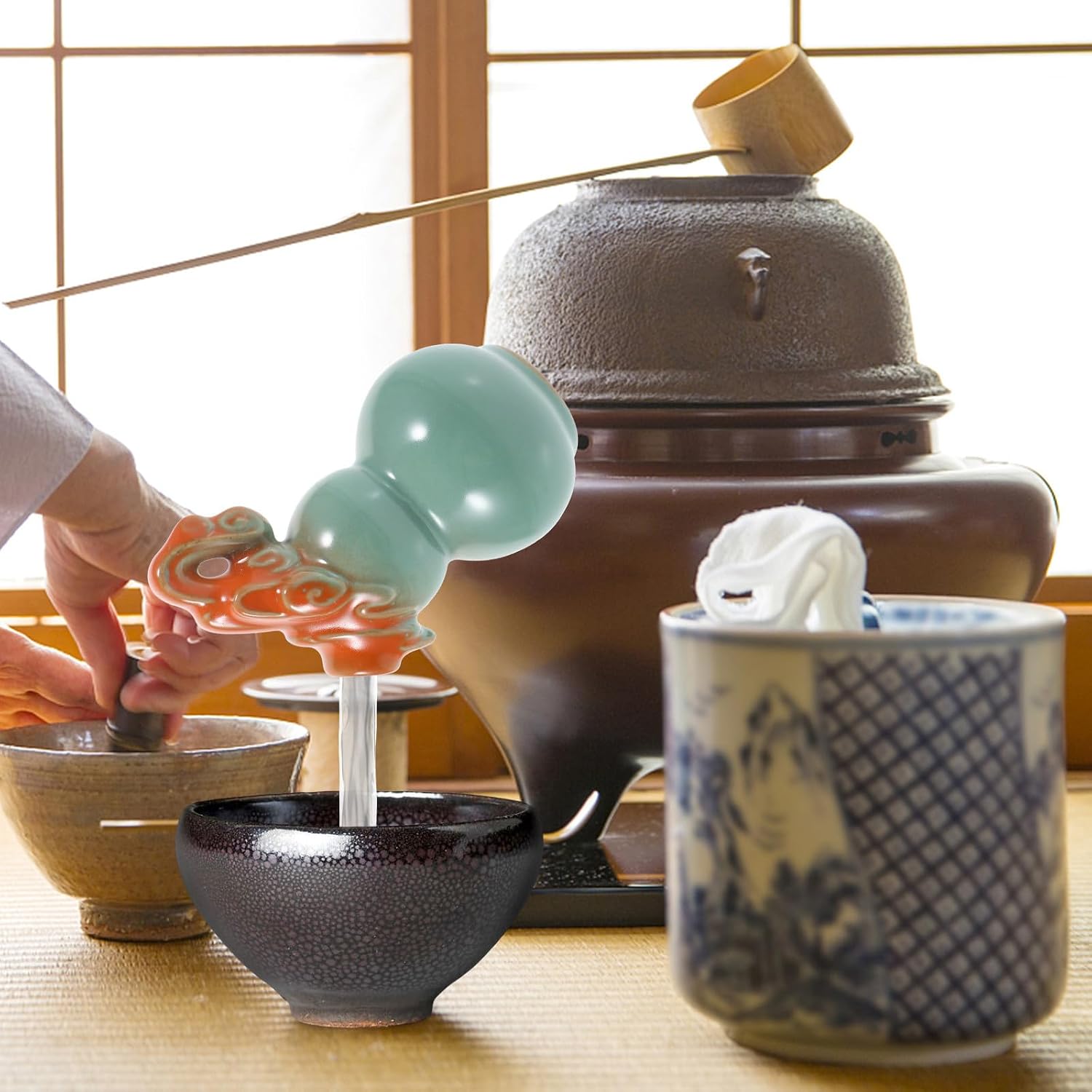 Teapot Ornament Ceramic Tabletop Floating Fountain | Easy to Clean, Practical Decorative Piece, Not Easy to Fade, Tabletop Use